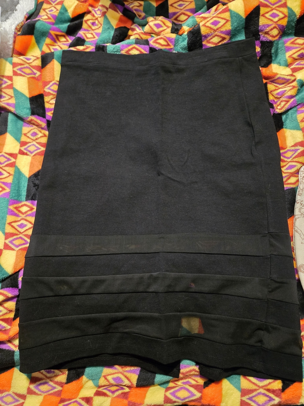 Rainbow Black Layered Hem Pencil Skirt